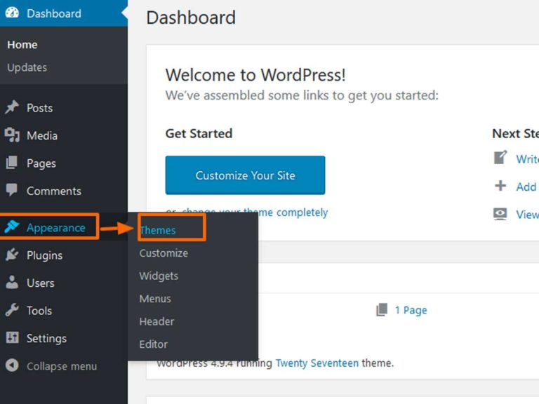 Install WordPress themes 