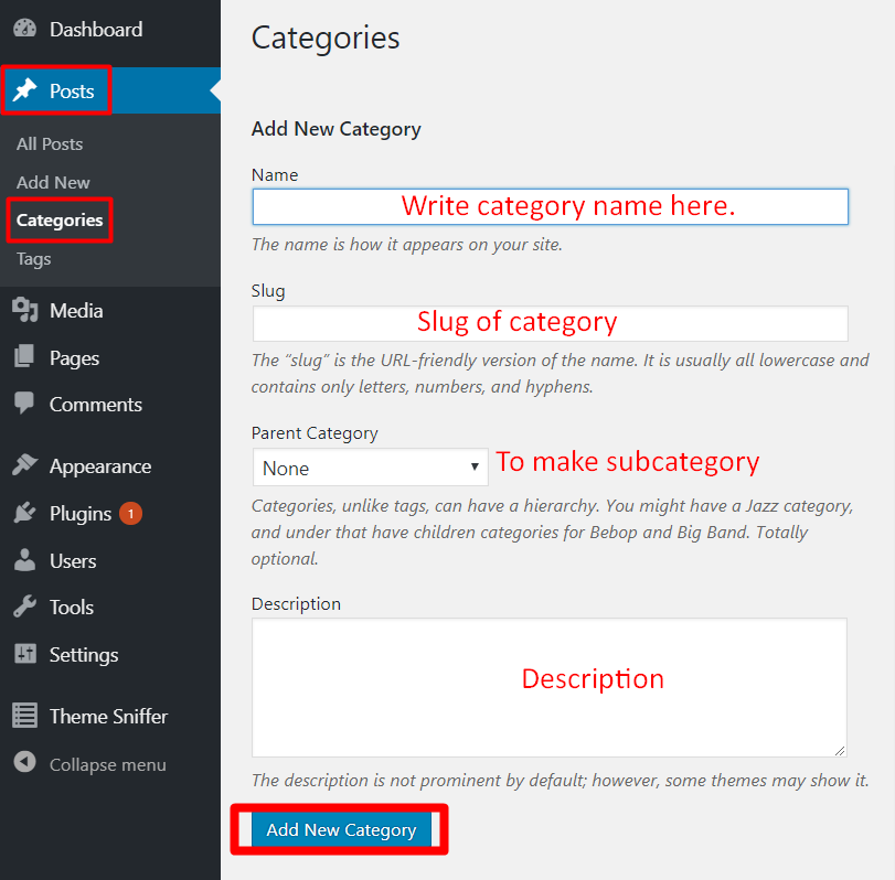 WordPress categories 