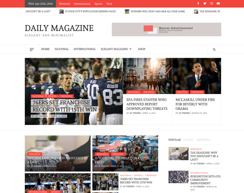 Daily Magazine – Clean, Elegant and Minimalist Free Multipurpose WordPress Blog/Magazine Theme