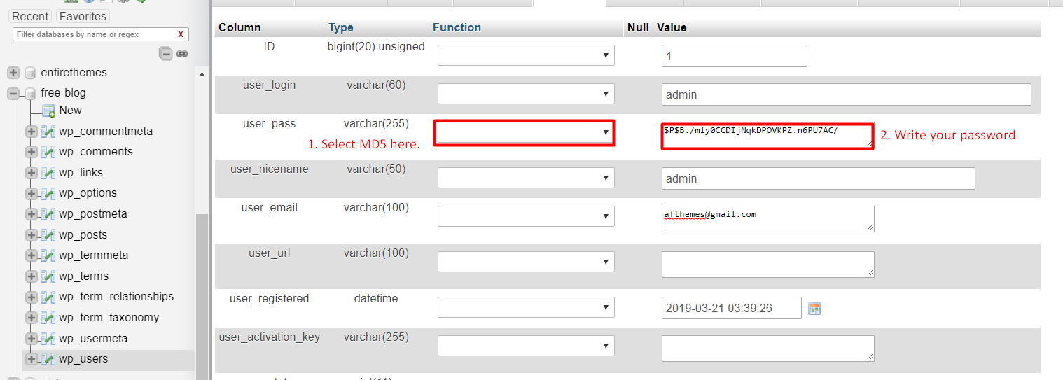 Via Dashboard Change Login Password in WordPress