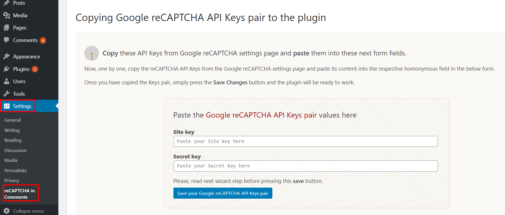  add reCAPTCHA in WordPress Comments Form