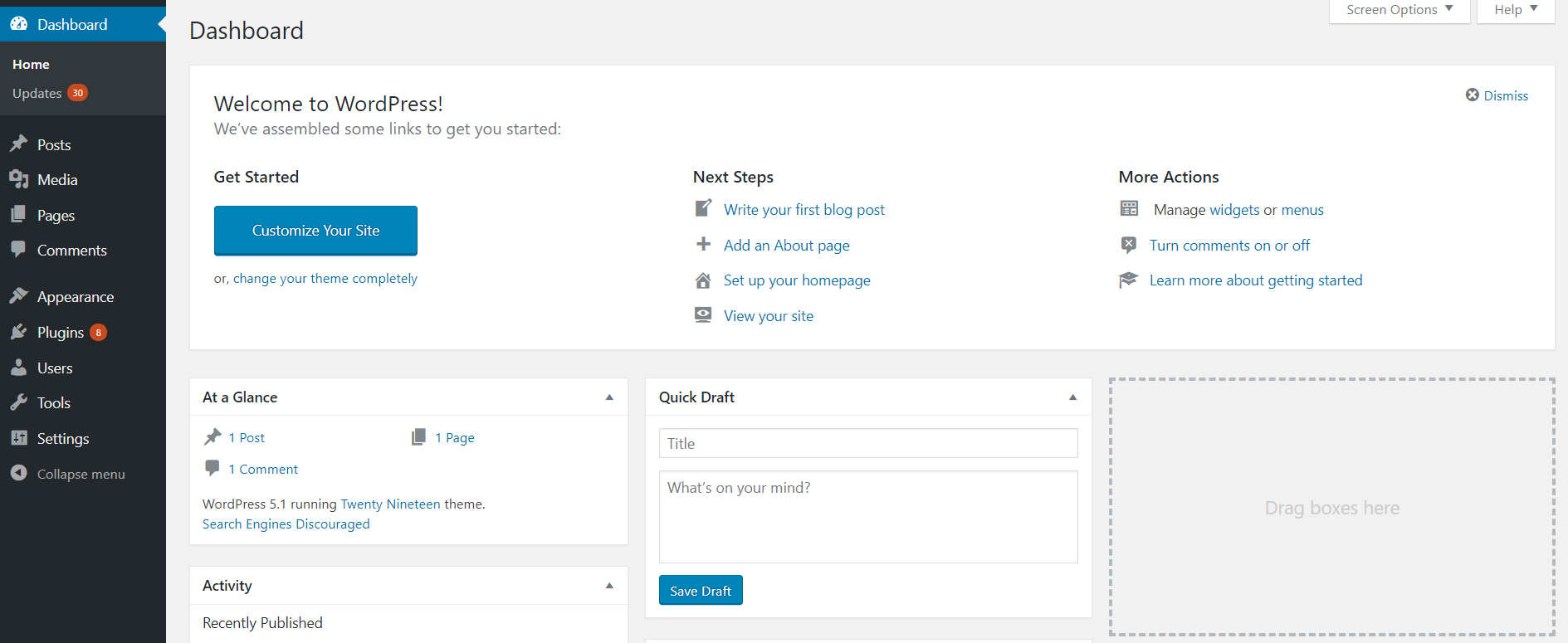 WordPress Dashboard 